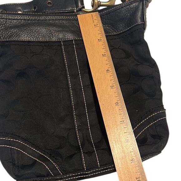 Coach Black Signature C Convertible Brass Hardware Strap Leather Bag 10402 - Picture 10 of 12
